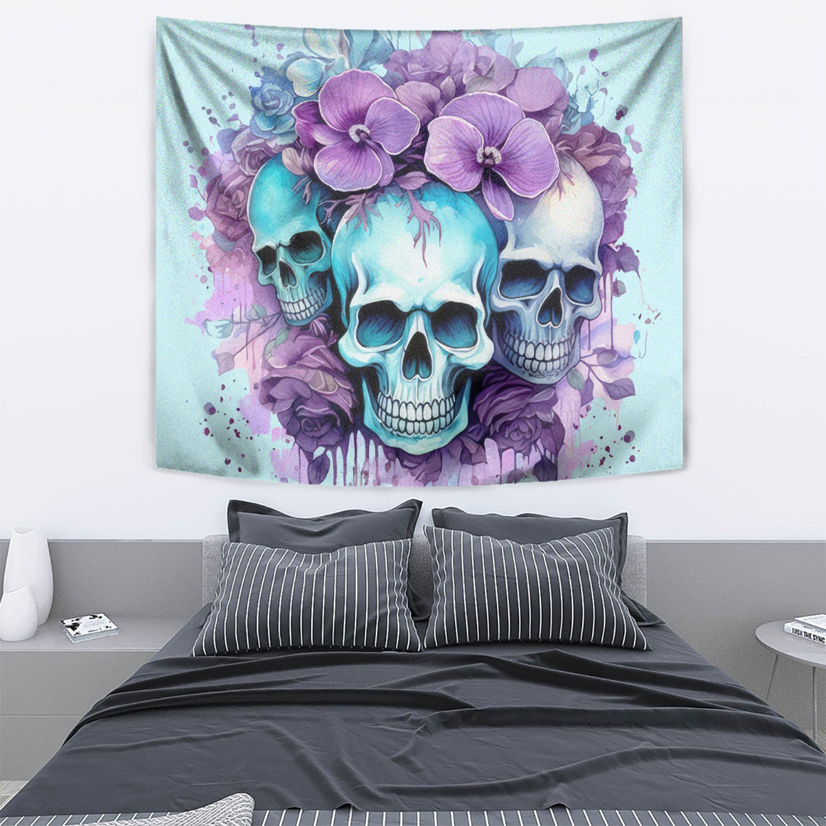 Flower Skull Angel Tapestry The Good Girl In Me Got Tired Of The Bullshit - Wonder Print Shop