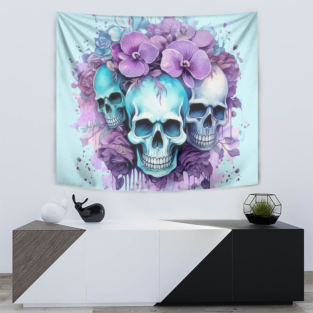 Flower Skull Angel Tapestry The Good Girl In Me Got Tired Of The Bullshit - Wonder Print Shop