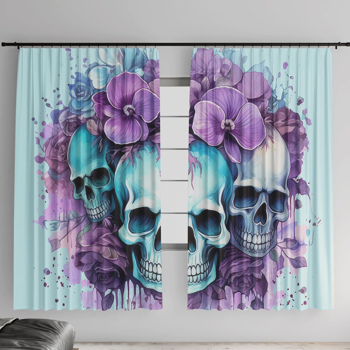 Flower Skull Angel Window Curtain The Good Girl In Me Got Tired Of The Bullshit - Wonder Print Shop