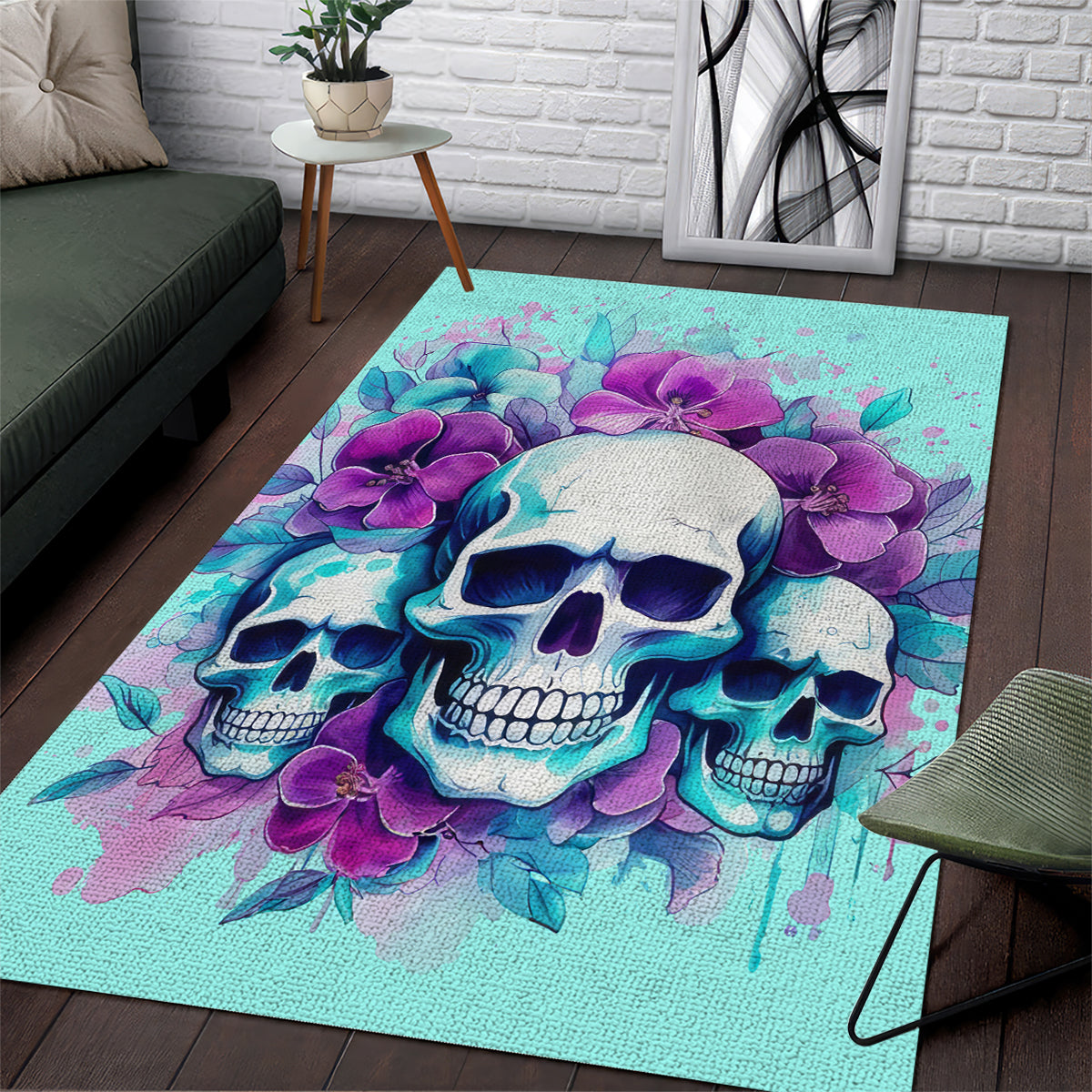 Flower Skull Angel Area Rug Stuck Between IDK IDC and IDGAF - Wonder Print Shop