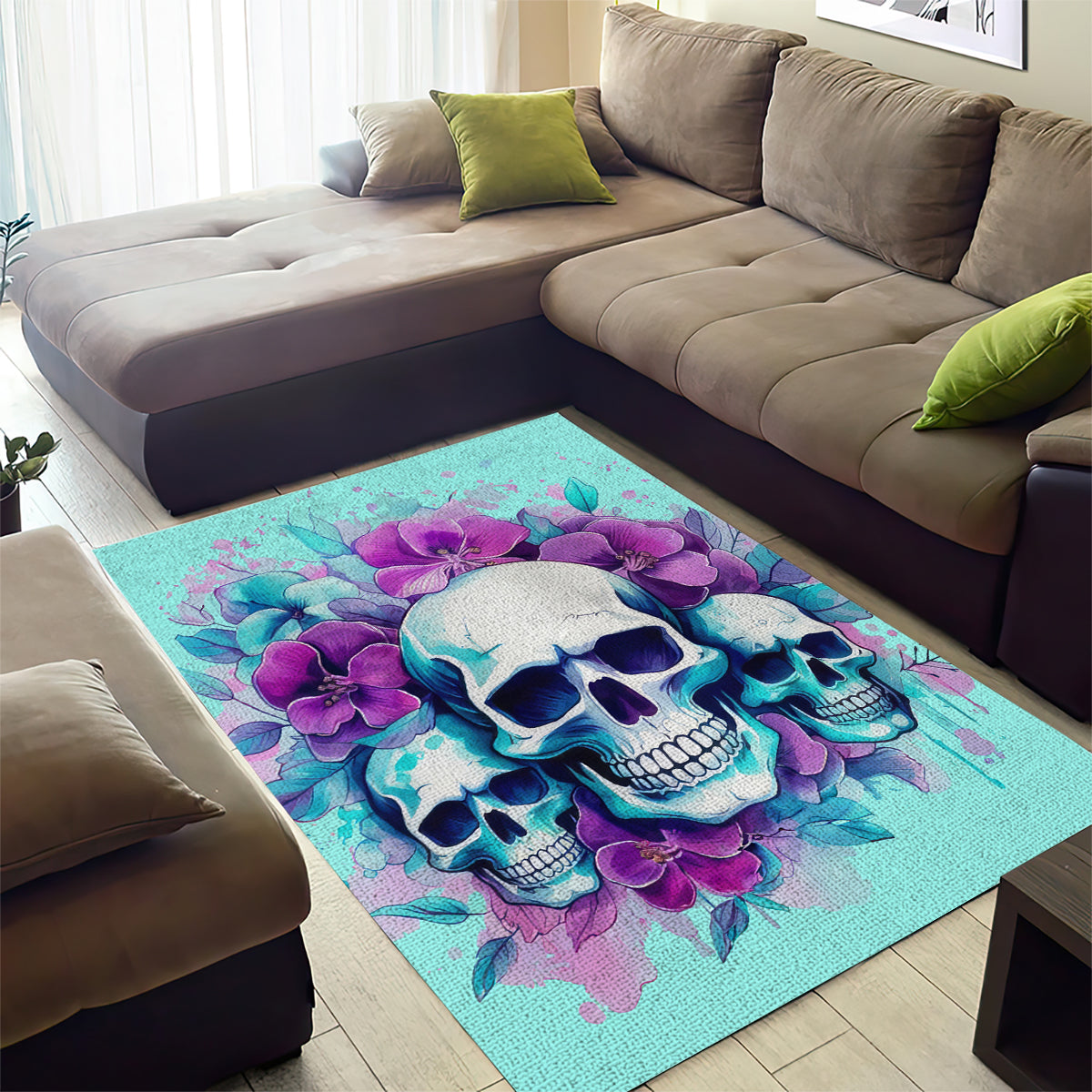 Flower Skull Angel Area Rug Stuck Between IDK IDC and IDGAF - Wonder Print Shop