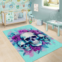 Flower Skull Angel Area Rug Stuck Between IDK IDC and IDGAF - Wonder Print Shop