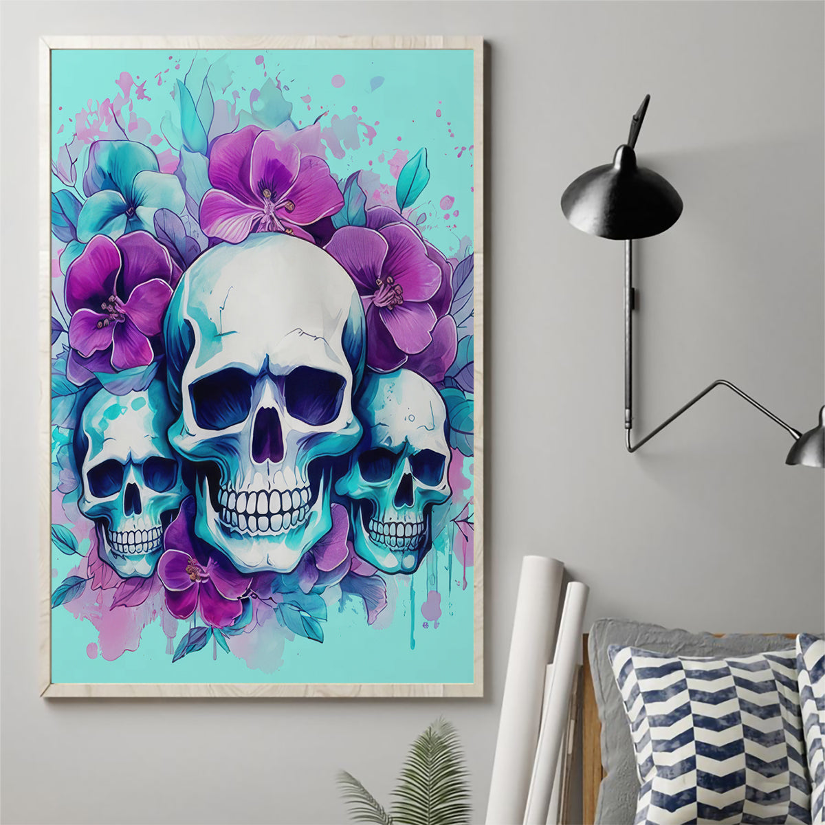 Flower Skull Angel Canvas Wall Art Stuck Between IDK IDC and IDGAF - Wonder Print Shop