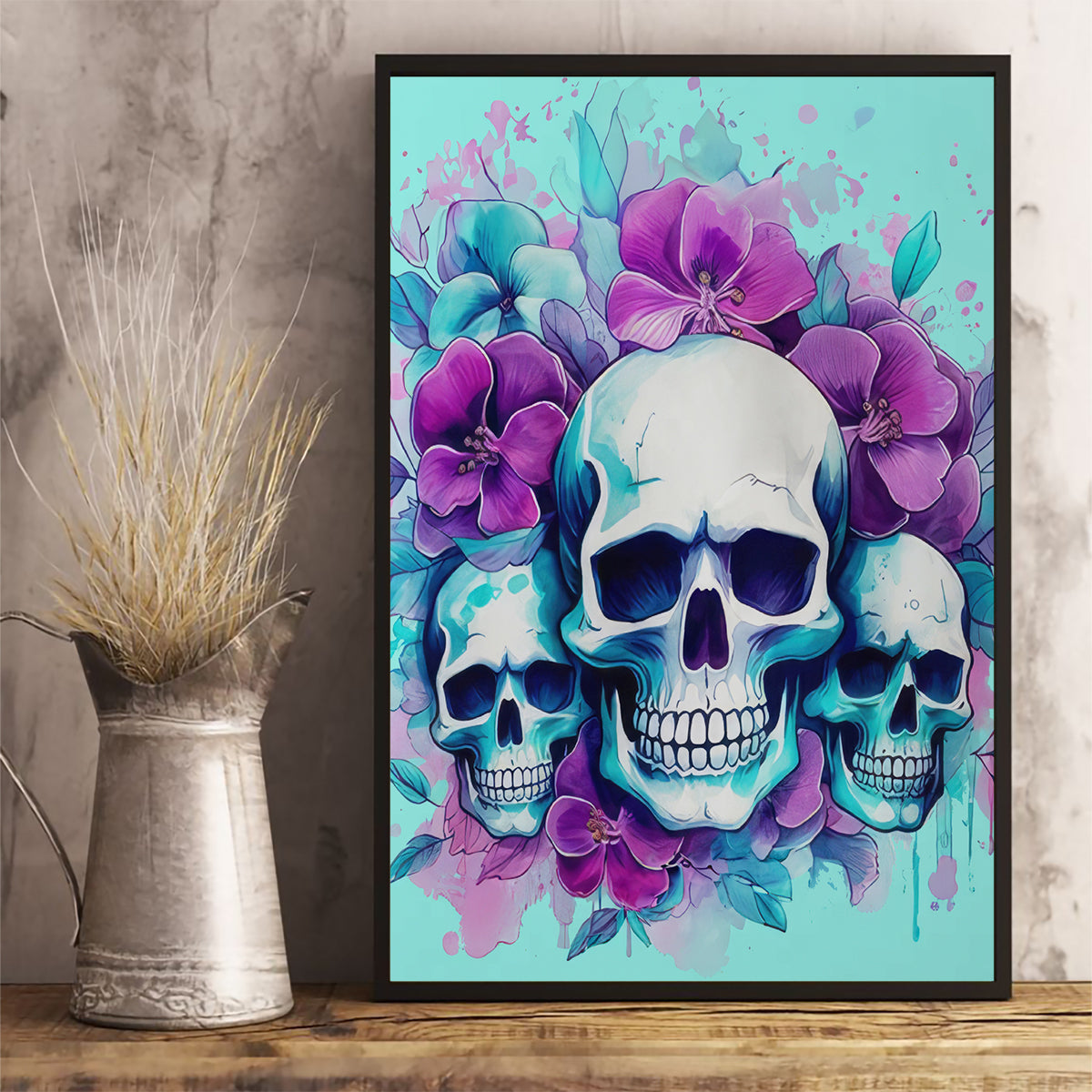 Flower Skull Angel Canvas Wall Art Stuck Between IDK IDC and IDGAF - Wonder Print Shop