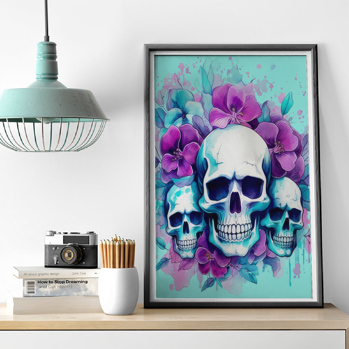 Flower Skull Angel Canvas Wall Art Stuck Between IDK IDC and IDGAF - Wonder Print Shop