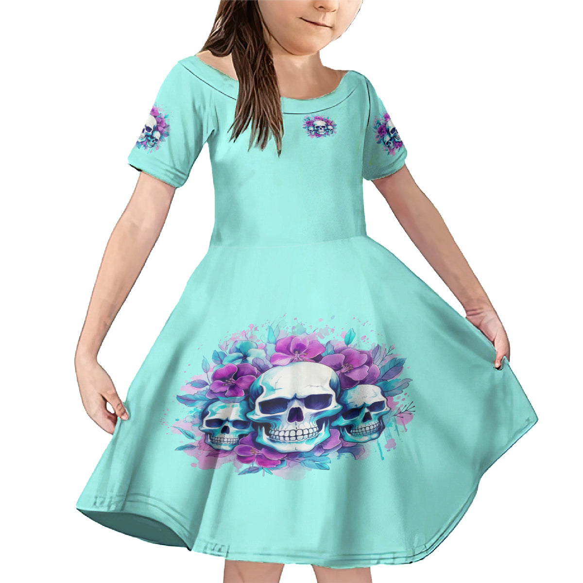 Flower Skull Angel Family Matching Mermaid Dress and Hawaiian Shirt Stuck Between IDK IDC and IDGAF - Wonder Print Shop