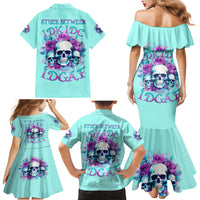 Flower Skull Angel Family Matching Mermaid Dress and Hawaiian Shirt Stuck Between IDK IDC and IDGAF - Wonder Print Shop