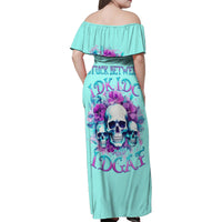 Flower Skull Angel Family Matching Off Shoulder Maxi Dress and Hawaiian Shirt Stuck Between IDK IDC and IDGAF - Wonder Print Shop