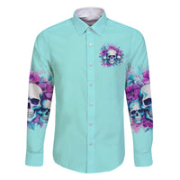 Flower Skull Angel Family Matching Off Shoulder Short Dress and Hawaiian Shirt Stuck Between IDK IDC and IDGAF - Wonder Print Shop