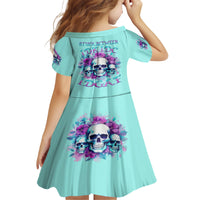 Flower Skull Angel Family Matching Short Sleeve Bodycon Dress and Hawaiian Shirt Stuck Between IDK IDC and IDGAF - Wonder Print Shop