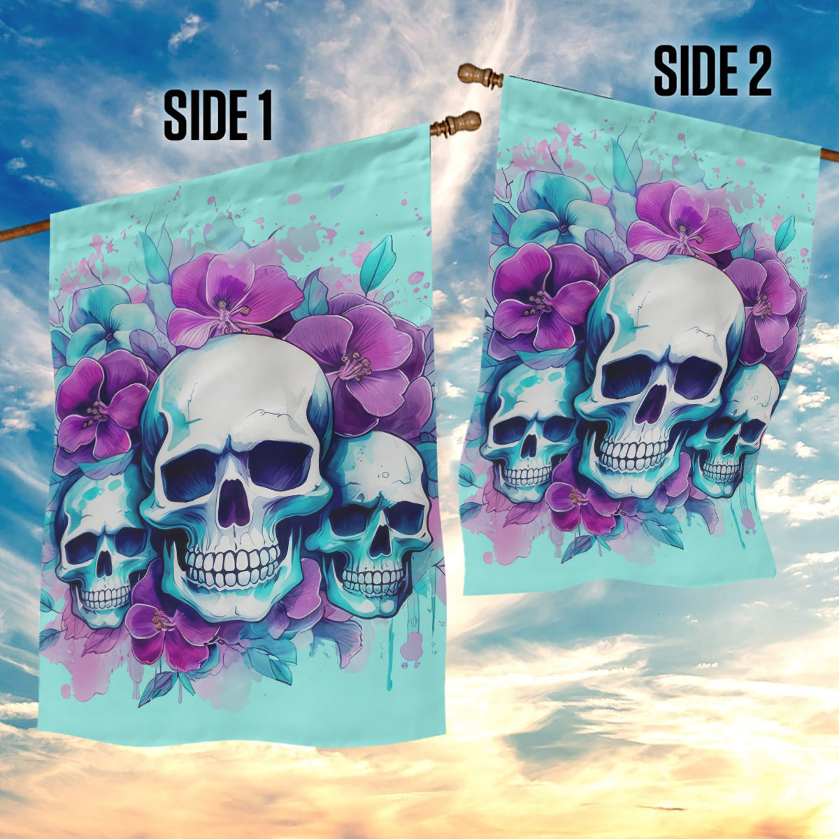 Flower Skull Angel Garden Flag Stuck Between IDK IDC and IDGAF - Wonder Print Shop