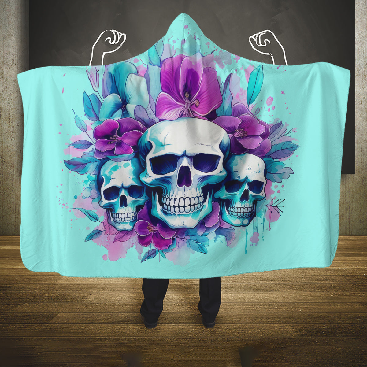 Flower Skull Angel Hooded Blanket Stuck Between IDK IDC and IDGAF