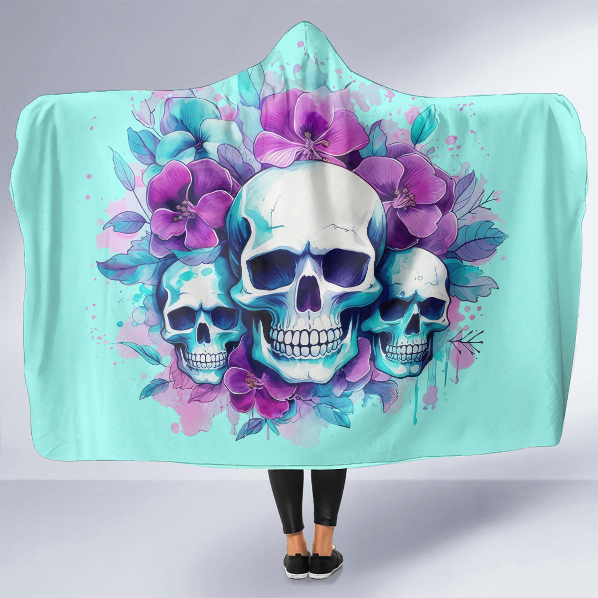 Flower Skull Angel Hooded Blanket Stuck Between IDK IDC and IDGAF