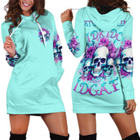 Flower Skull Angel Hoodie Dress Stuck Between IDK IDC and IDGAF - Wonder Print Shop