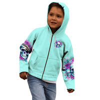 Flower Skull Angel Kid Hoodie Stuck Between IDK IDC and IDGAF - Wonder Print Shop