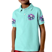 Flower Skull Angel Kid Polo Shirt Stuck Between IDK IDC and IDGAF - Wonder Print Shop
