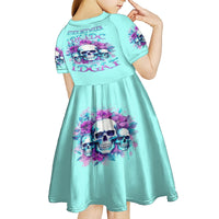 Flower Skull Angel Kid Short Sleeve Dress Stuck Between IDK IDC and IDGAF - Wonder Print Shop