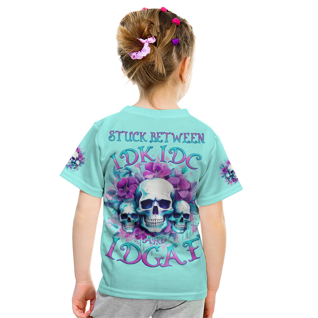 Flower Skull Angel Kid T Shirt Stuck Between IDK IDC and IDGAF - Wonder Print Shop