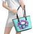 Flower Skull Angel Leather Tote Bag Stuck Between IDK IDC and IDGAF - Wonder Print Shop