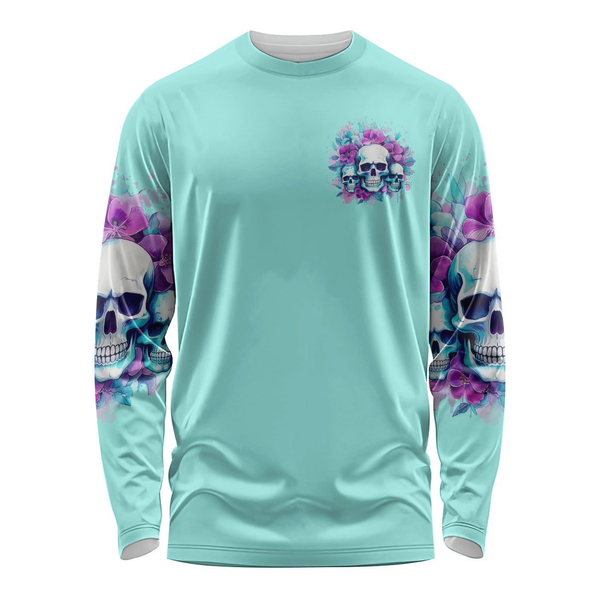 Flower Skull Angel Long Sleeve Shirt Stuck Between IDK IDC and IDGAF - Wonder Print Shop
