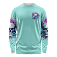 Flower Skull Angel Long Sleeve Shirt Stuck Between IDK IDC and IDGAF - Wonder Print Shop