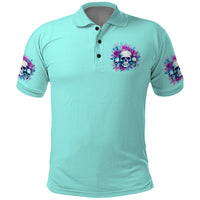 Flower Skull Angel Polo Shirt Stuck Between IDK IDC and IDGAF - Wonder Print Shop