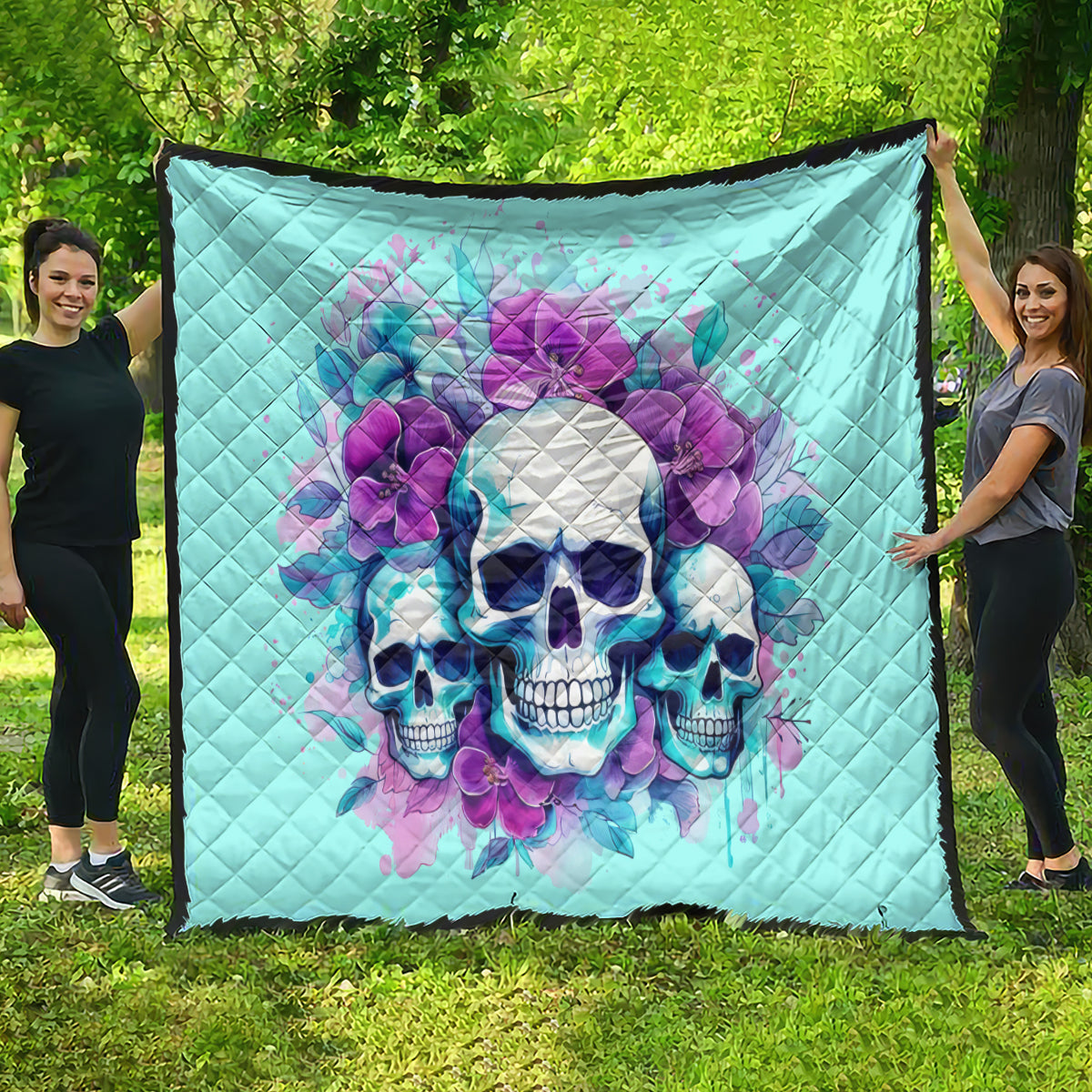 Flower Skull Angel Quilt Stuck Between IDK IDC and IDGAF - Wonder Print Shop