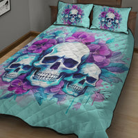 Flower Skull Angel Quilt Bed Set Stuck Between IDK IDC and IDGAF - Wonder Print Shop