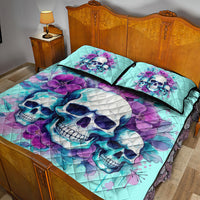 Flower Skull Angel Quilt Bed Set Stuck Between IDK IDC and IDGAF - Wonder Print Shop