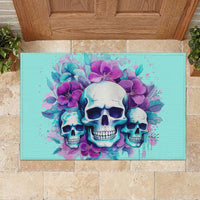Flower Skull Angel Rubber Doormat Stuck Between IDK IDC and IDGAF - Wonder Print Shop