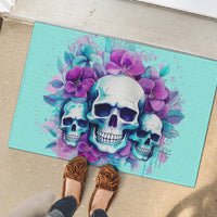 Flower Skull Angel Rubber Doormat Stuck Between IDK IDC and IDGAF - Wonder Print Shop