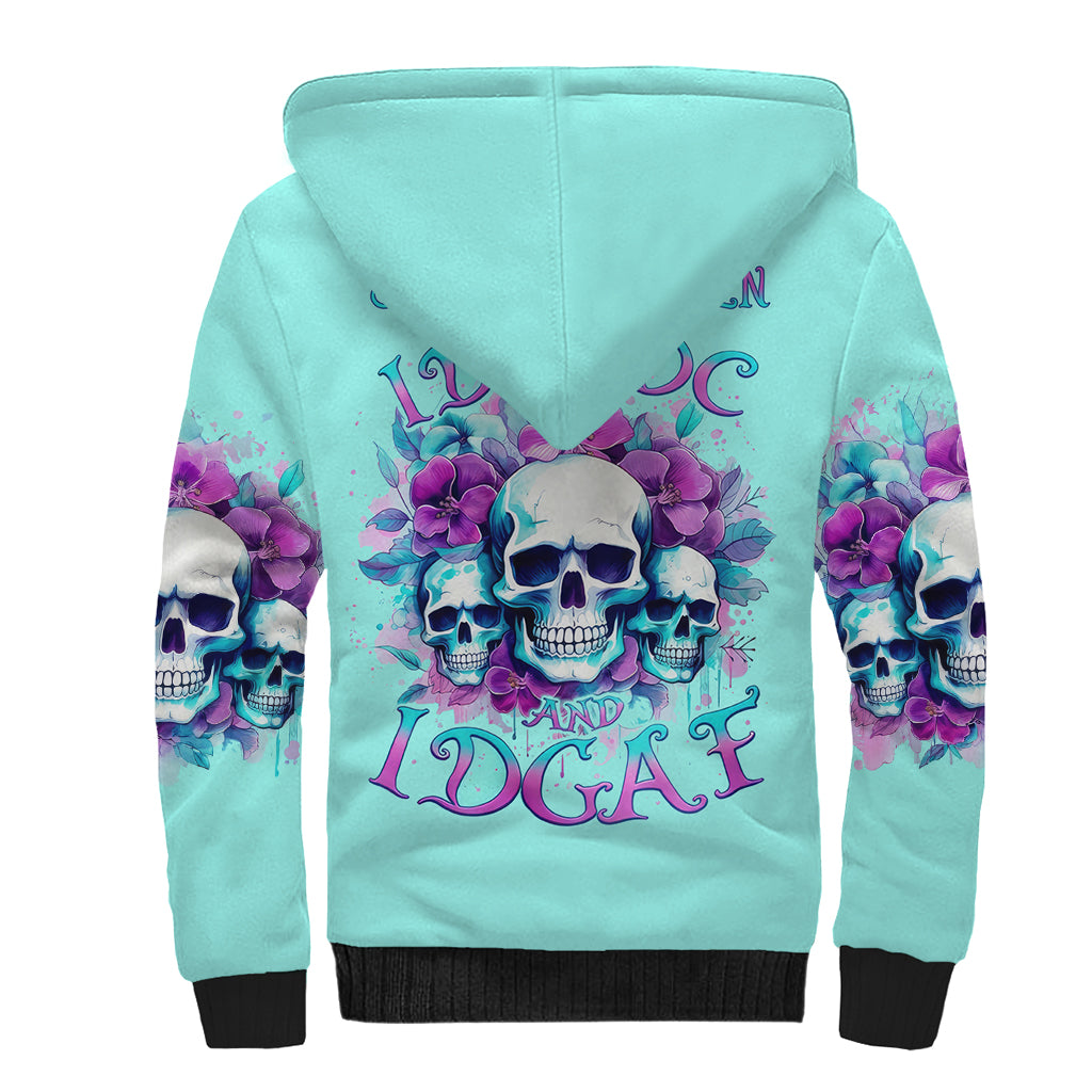 Flower Skull Angel Sherpa Hoodie Stuck Between IDK IDC and IDGAF - Wonder Print Shop