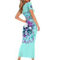 Flower Skull Angel Short Sleeve Bodycon Dress Stuck Between IDK IDC and IDGAF - Wonder Print Shop