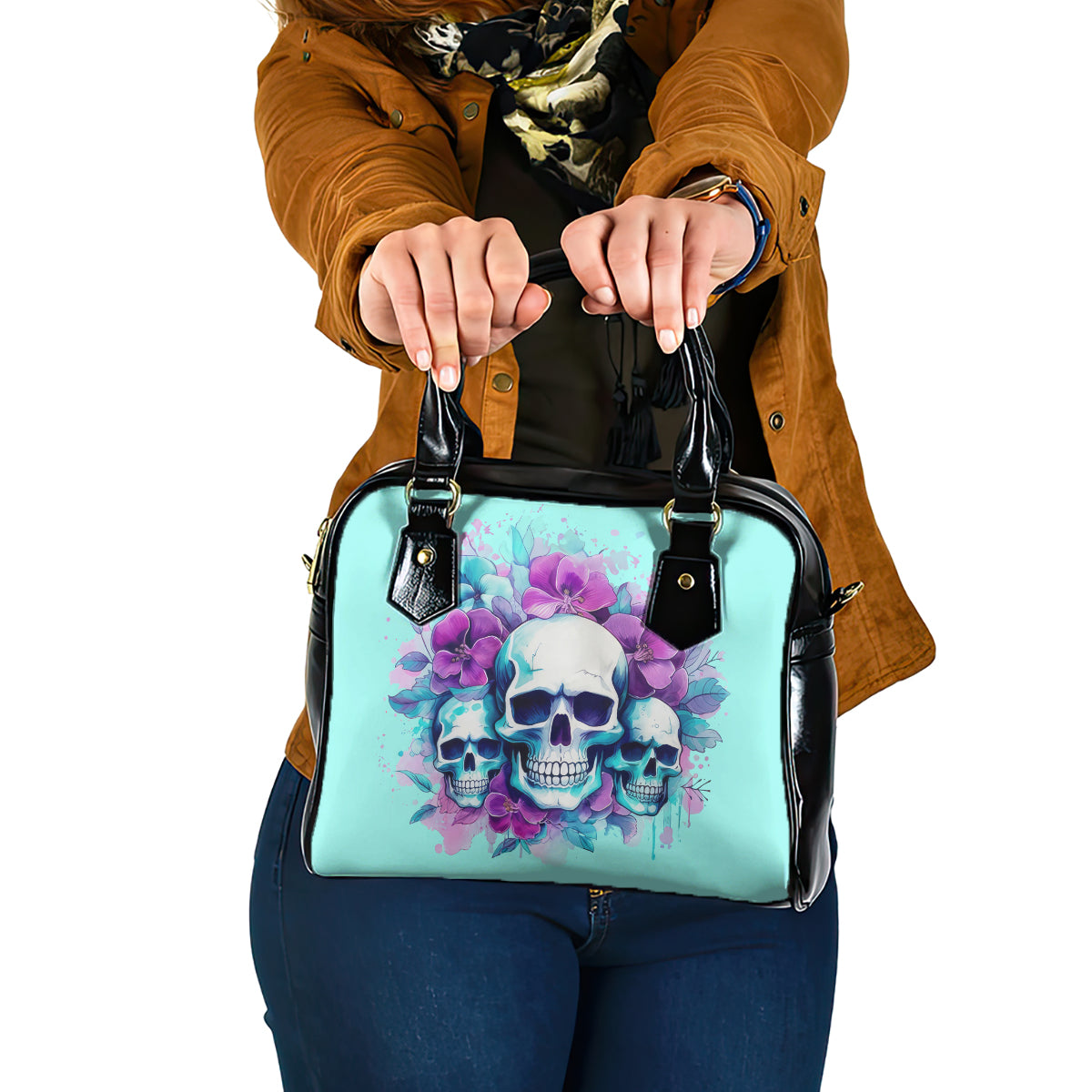 Flower Skull Angel Shoulder Handbag Stuck Between IDK IDC and IDGAF