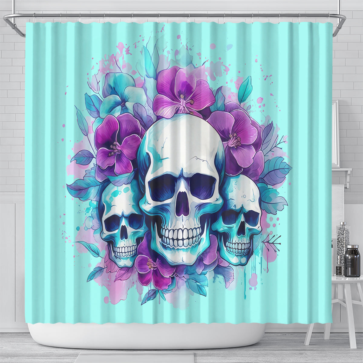 Flower Skull Angel Shower Curtain Stuck Between IDK IDC and IDGAF