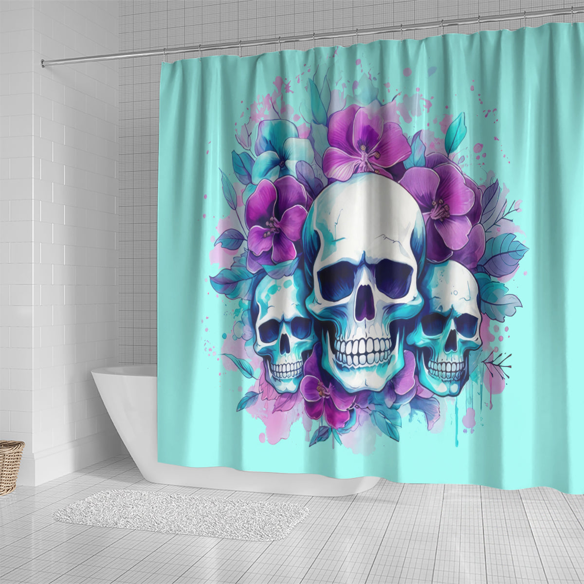 Flower Skull Angel Shower Curtain Stuck Between IDK IDC and IDGAF