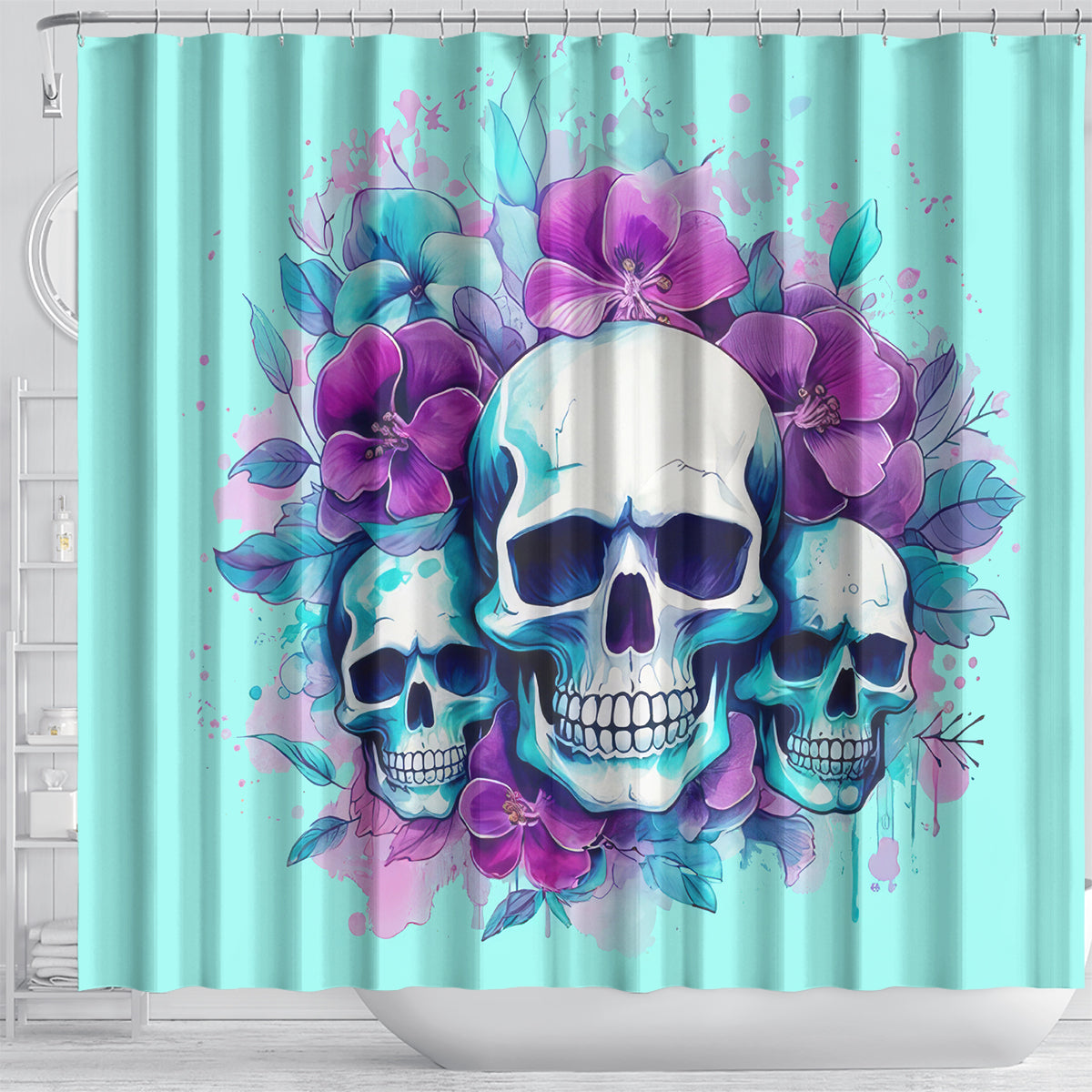 Flower Skull Angel Shower Curtain Stuck Between IDK IDC and IDGAF