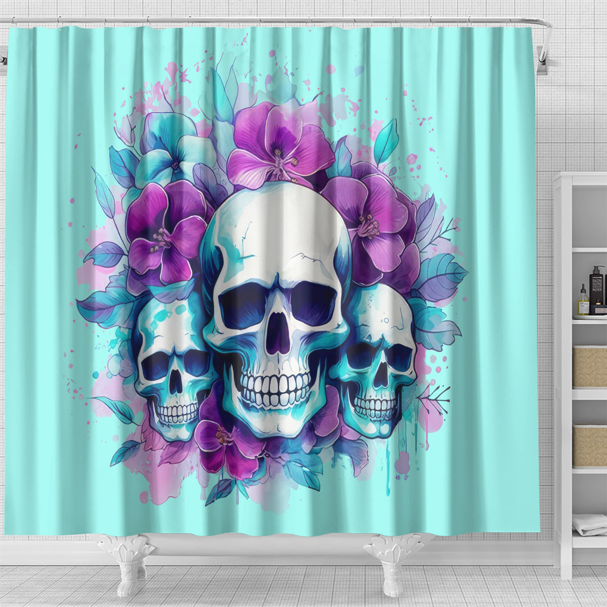 Flower Skull Angel Shower Curtain Stuck Between IDK IDC and IDGAF