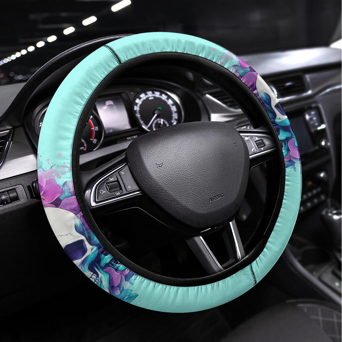 Flower Skull Angel Steering Wheel Cover Stuck Between IDK IDC and IDGAF - Wonder Print Shop