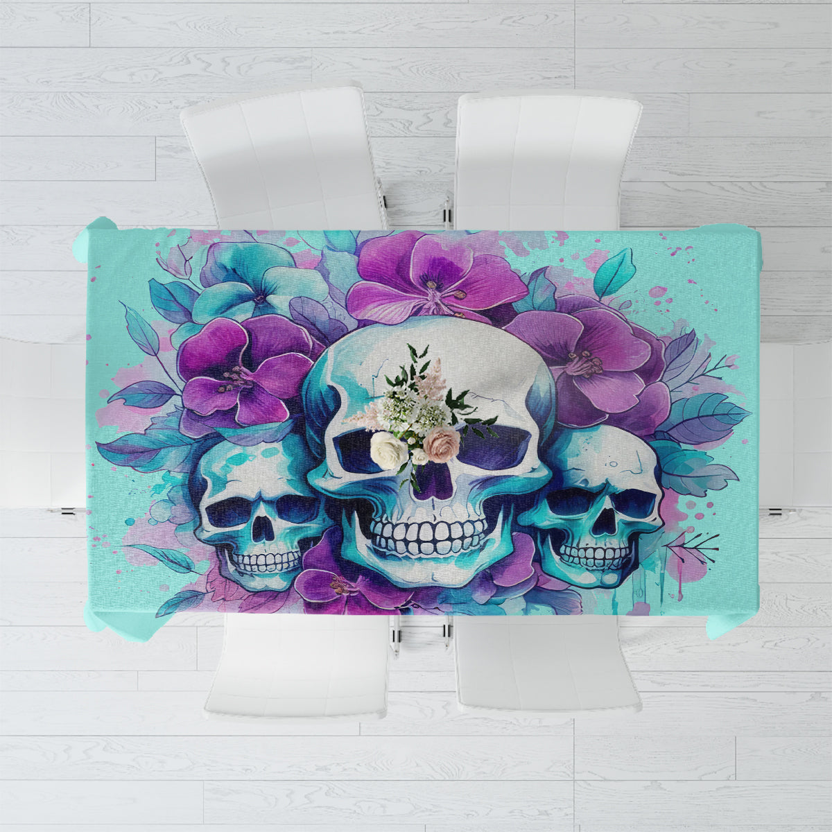 Flower Skull Angel Tablecloth Stuck Between IDK IDC and IDGAF - Wonder Print Shop