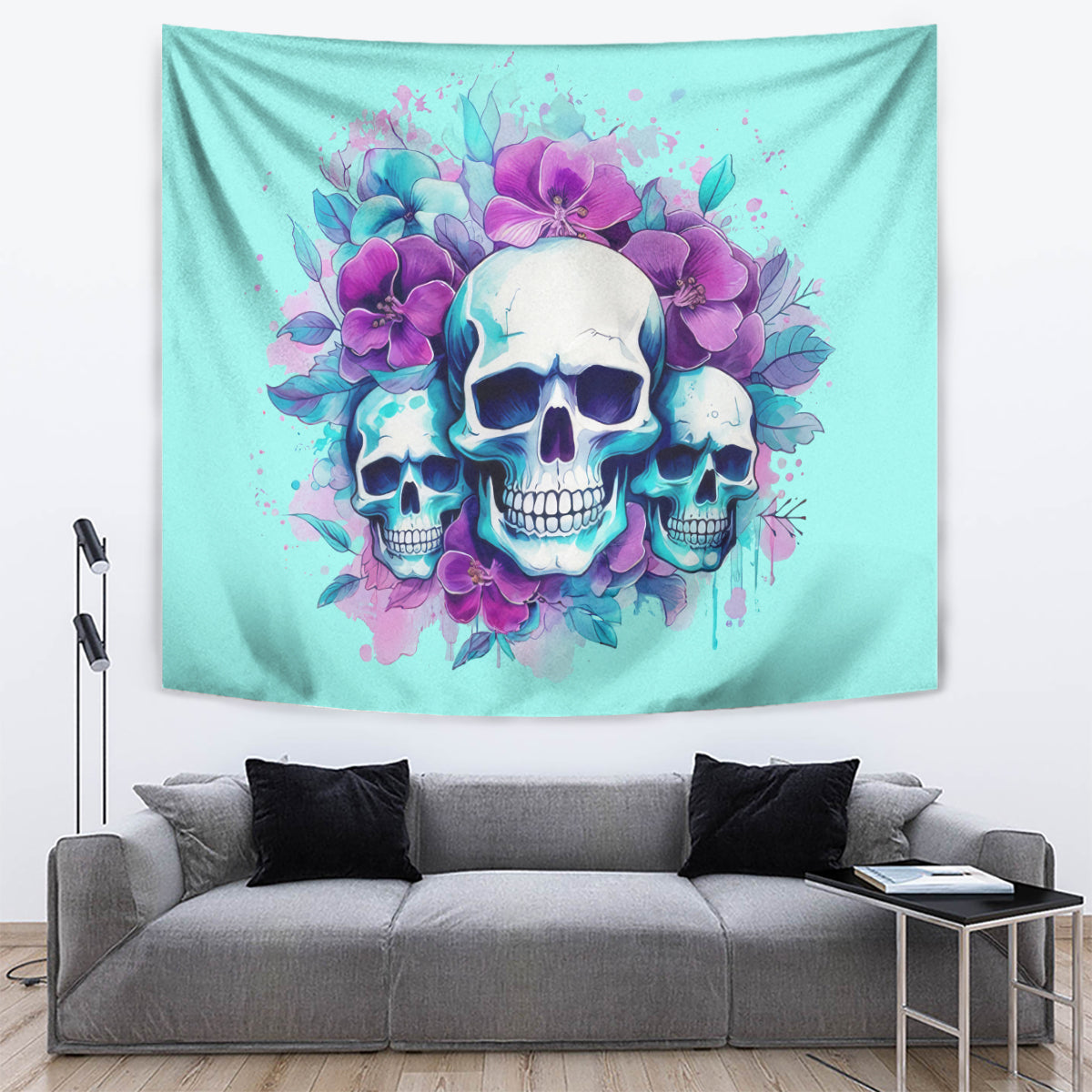 Flower Skull Angel Tapestry Stuck Between IDK IDC and IDGAF - Wonder Print Shop