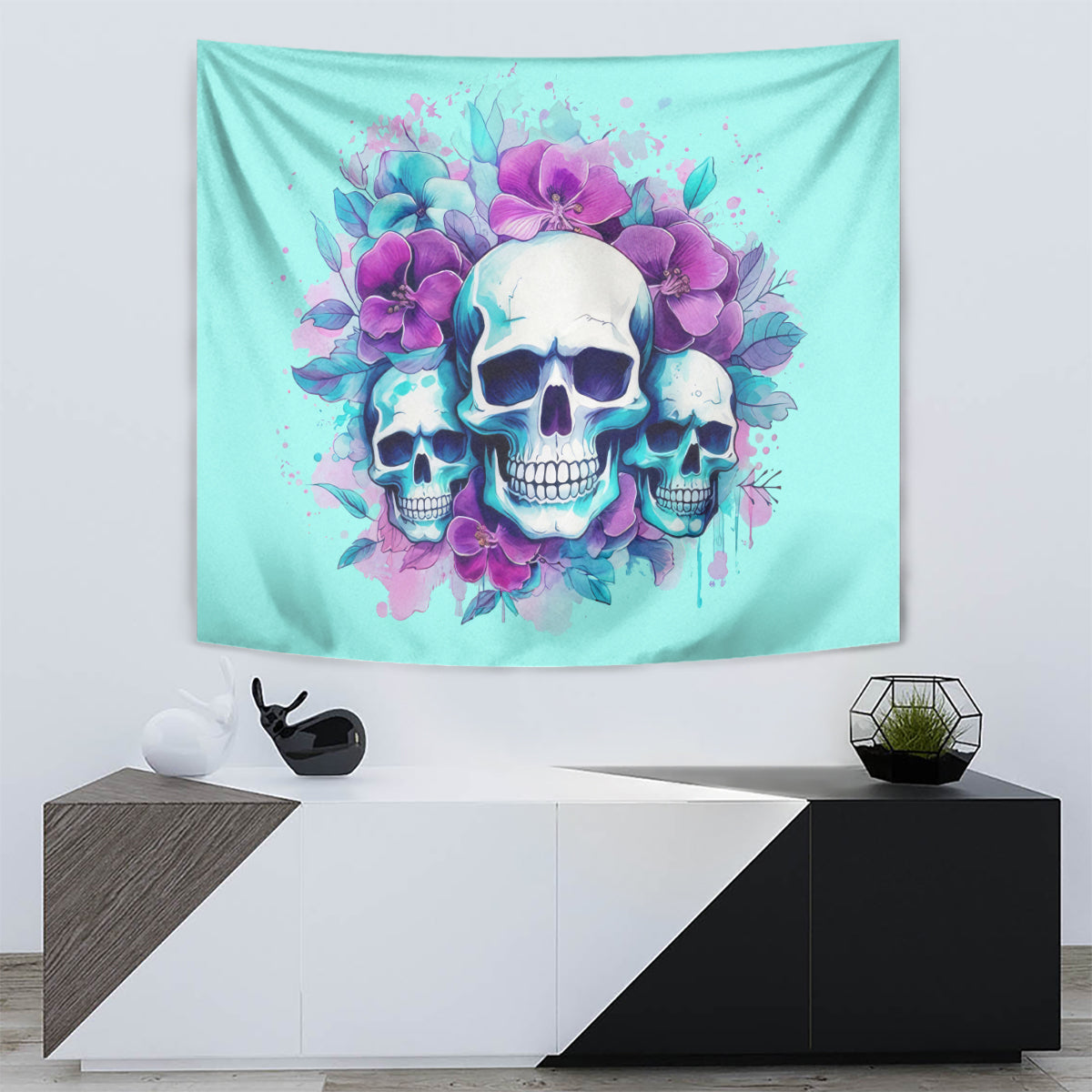 Flower Skull Angel Tapestry Stuck Between IDK IDC and IDGAF - Wonder Print Shop