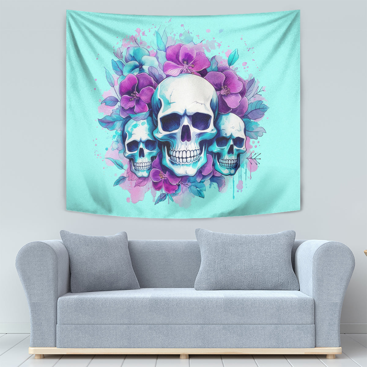 Flower Skull Angel Tapestry Stuck Between IDK IDC and IDGAF - Wonder Print Shop