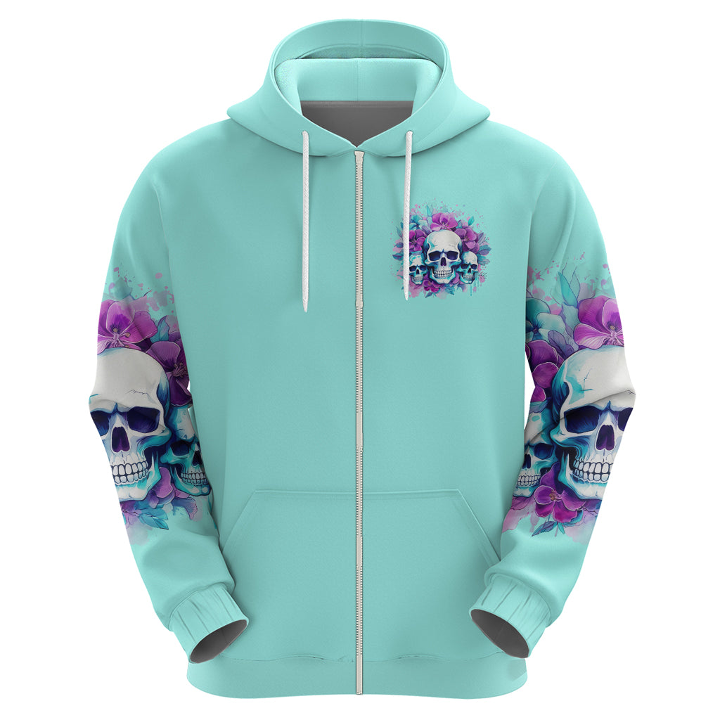 Flower Skull Angel Zip Hoodie Stuck Between IDK IDC and IDGAF - Wonder Print Shop