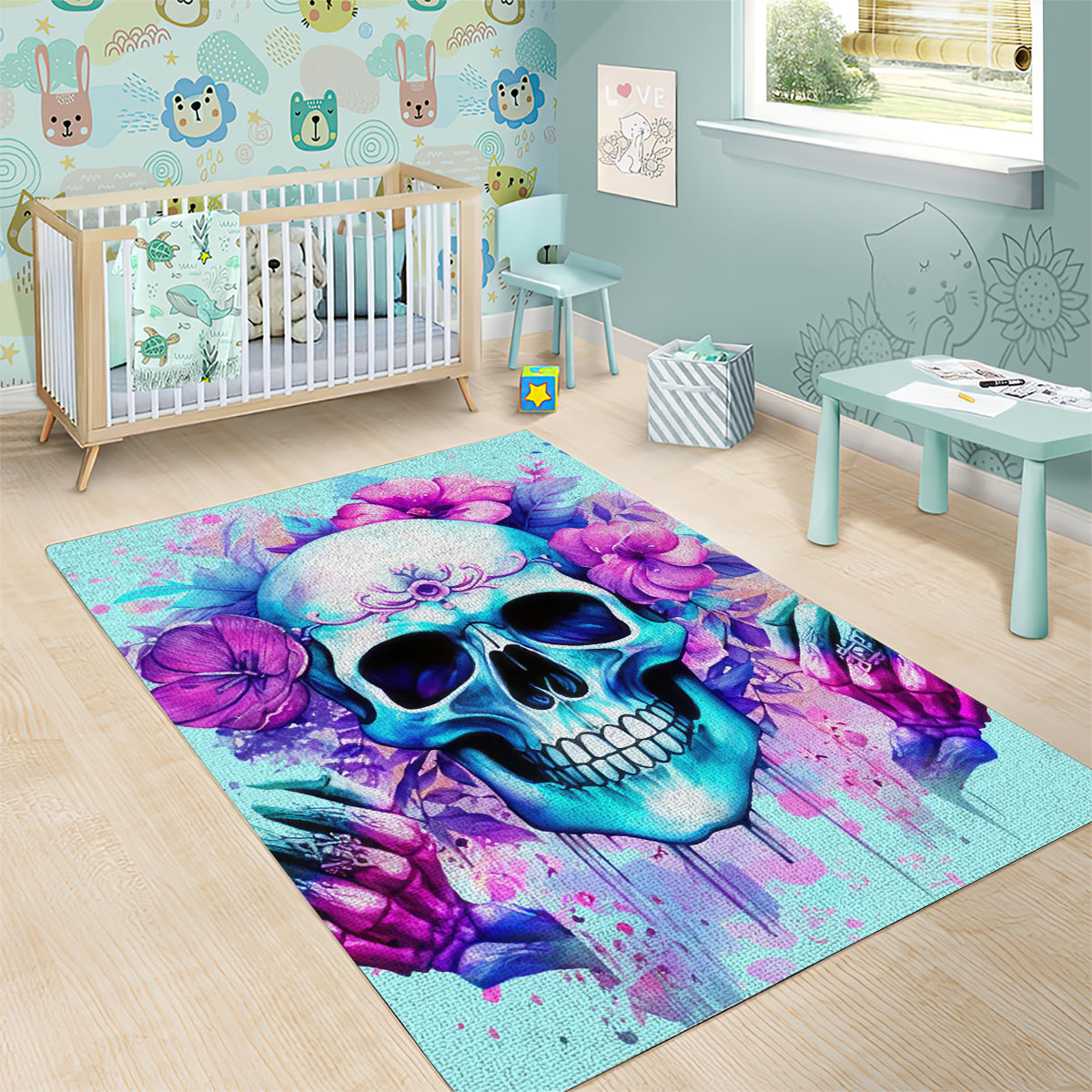 Flower Skull Angel Area Rug I'm A Bitch With A Flow Bullshit Tolerance - Wonder Print Shop