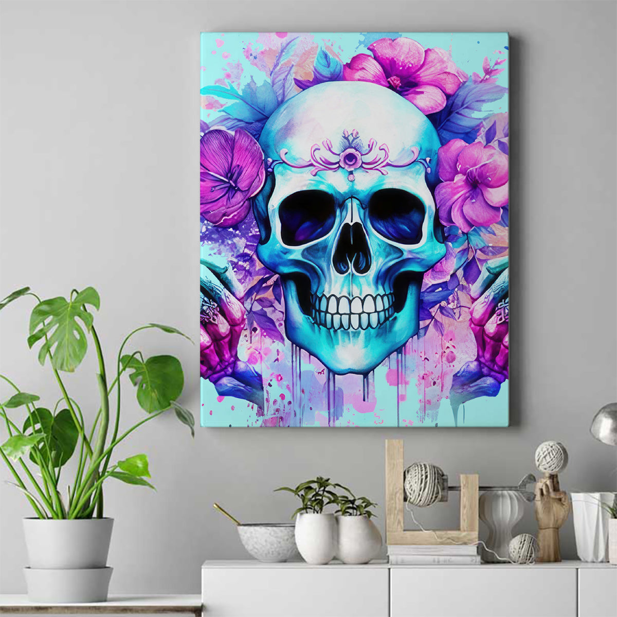 Flower Skull Angel Canvas Wall Art I'm A Bitch With A Flow Bullshit Tolerance - Wonder Print Shop