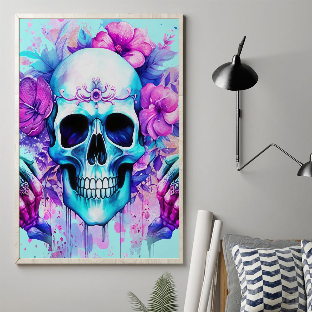 Flower Skull Angel Canvas Wall Art I'm A Bitch With A Flow Bullshit Tolerance - Wonder Print Shop