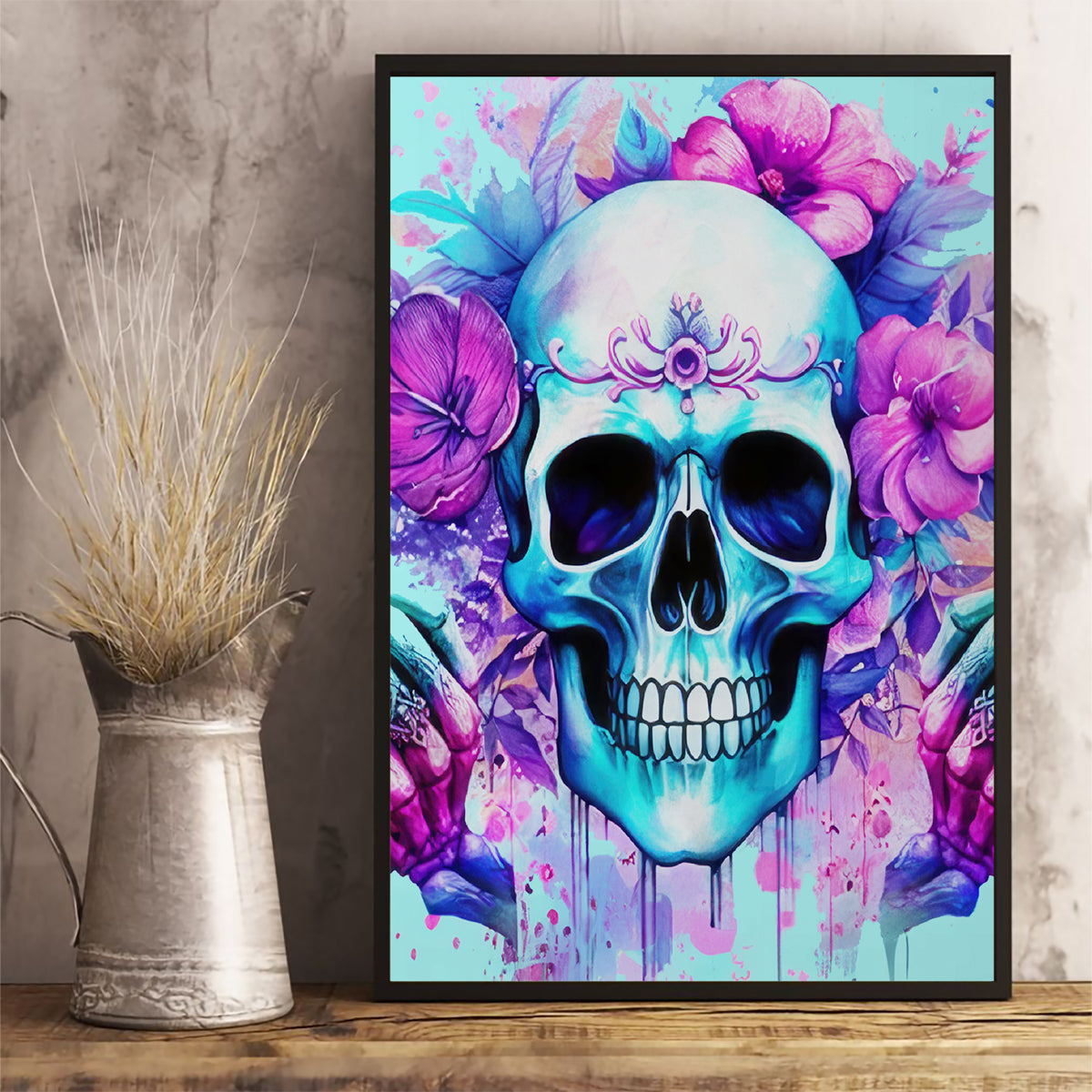 Flower Skull Angel Canvas Wall Art I'm A Bitch With A Flow Bullshit Tolerance - Wonder Print Shop
