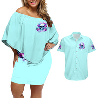 Flower Skull Angel Couples Matching Off Shoulder Short Dress and Hawaiian Shirt I'm A Bitch With A Flow Bullshit Tolerance - Wonder Print Shop