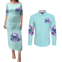 Flower Skull Angel Couples Matching Puletasi and Long Sleeve Button Shirt I'm A Bitch With A Flow Bullshit Tolerance - Wonder Print Shop